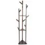 Mumusuki Multi-Layer Standing Coat Rack Hanger Free Cloth Organization Display Tree Shelf for Home Bedroom Hallway Bamboo Wood(Dark Brown)