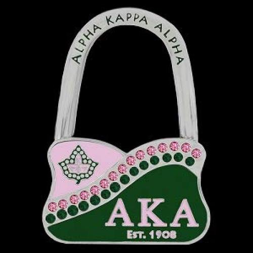 New Alpha Kappa Alpha Silver Trendy Purse Hanger With Rhinestones Across New Alpha Kappa Alpha Silver Trendy Purse Hanger With Rhinestones Across