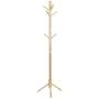 Ellymi Premium Wooden Coat Rack Freestanding with 9 Hooks Painted Solid Wood Tree Hangers for Coats, Hats, Scarves, Clothes and Handbags 48x48x175cm, Wood Color Tree Rack Stand for Coats Clothes