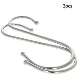 MroMax Stainless Steel S Hooks 4.92'' x 2.17''(L x W), S Shaped Hook Hangers for Kitchen Bathroom Bedroom Storage Room Office Outdoor Multiple Uses, Silver 2pcs