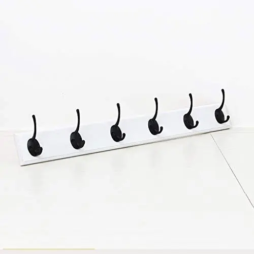 Bamboo Coat Rack, Rust-Proof and Durable Alloy Hangers,Clothes/Coats/Hats/Handbags/Towels/Multifunctional Hangers (Color : White, Size : 6 Hooks)