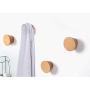 Wall Mounted Decorative Wooden Coat Hook Hat Rack Headphone Scarves Clothes Hanger Organizer Beech,Round,2.36inch,Pack of 3