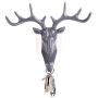 Vintage Deer Head Antlers Wall Hook (Max:10kg) for Hanging Hat Scarf Bag Key Clothes Bathroom Kitchen Towel Holder Hanger Rack Wall Wedding Gift (Gray)