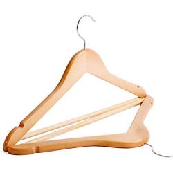 CHAONAO Natural Wood Hangers, Solid Wood Suit Clothes Hangers with Non Slip Pants Bar for Coat Camisole, Jacket, Pant, Dress Clothes Hangers,20pcs,Male