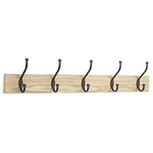AmazonBasics Wall Mounted Standard Coat Rack, 5 Hooks, Set of 2, Natural AmazonBasics Wall Mounted Standard Coat Rack, 5 Hooks, Set of 2, Natural