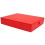 VPACK Files Storage Organizer Boxes, Flip Up Design Easy Clean Filing & Storage Office File Holder Boxes with Lip for Letters, Files, Documents, Papers (Red)