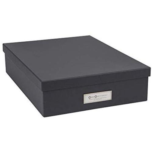 Bigso Oskar Fiberboard Label Frame Document Letter Box, 3.3 x 10.2 x 13.8 in, Dark Grey