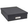 Bigso Oskar Fiberboard Label Frame Document Letter Box, 3.3 x 10.2 x 13.8 in, Dark Grey