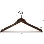 TOPIA HANGER Heavy Duty Wood Coat Hangers in Smooth Retro Finish, Boutique Quality Wooden Suit Hangers-Thicker Non-Slip Rubber Pants Bar and Extra Smoothly Cut Notches-360° Black Hook-18 Pack CT04A