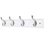 DOKEHOM 2 Set 4-Satin Nickel Hooks -(Available 4 and 6 Hooks in 4 Colors)- on White Wooden Board Coat Rack Hanger, Mail Boxes Packing