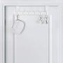 SKOLOO Over The Door Hook Hanger- 6 Hooks, Stainless Steel Door Hook, Over Door Rack for Hanging Coats Clothes Hats Robes, White