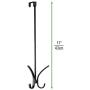 mDesign Metal Modern Over The Door Long Easy Reach Storage Organizer Rack - Hang Coats, Jackets, Hoodies, Hats, Scarves, Purses, Leashes, Towels, Robes, Clothing - 17" Tall, 4 Hooks - 2 Pack - Black