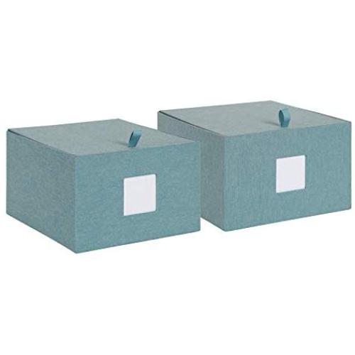 DesignOvation Sturdy Fabric Wrapped Decorative Memory Photo and Memento Organizer/Storage Boxes with Hinged Lids, Includes Dividers, Set of 2, Teal DesignOvation Sturdy Fabric Wrapped Decorative Memory Photo and Memento Organizer/Storage Boxes with Hinged Lids, Includes Dividers, Set of 2, Teal