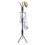 Clewiltess Standing Entryway Coat Rack Coat Tree Hat Hanger Holder 12 Hooks Jacket Umbrella Tree Stand Base Metal (Black)