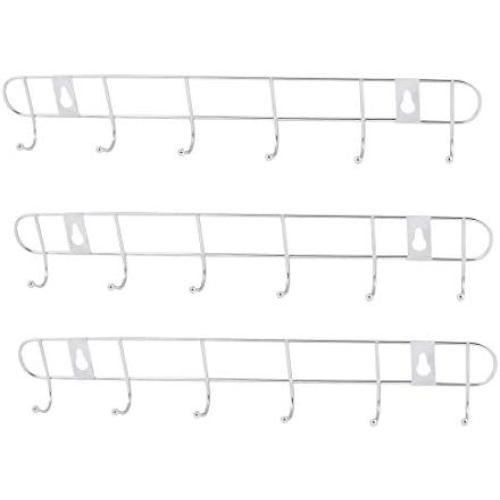 uxcell Bathroom 6 Hooks Ball End Towels Clothes Rack Metal Hook Hanger 3PCS