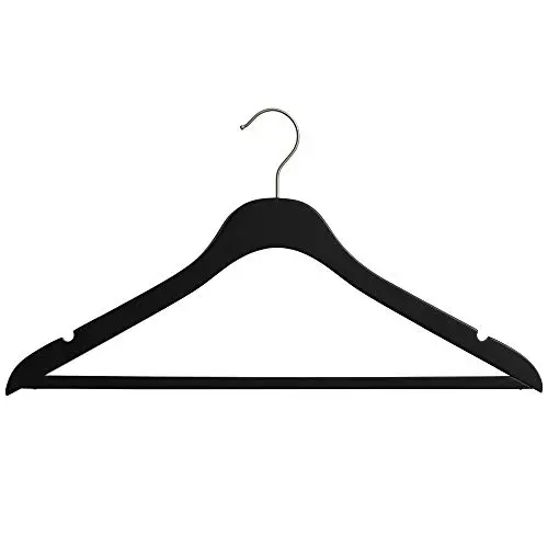 NAHANCO SL70817WB20 17" Slim Line Space Saving Wooden Suit Hanger with Pant Bar (Pack of 20) Black Rubberized NAHANCO SL70817WB20 17" Slim Line Space Saving Wooden Suit Hanger with Pant Bar (Pack of 20) Black Rubberized