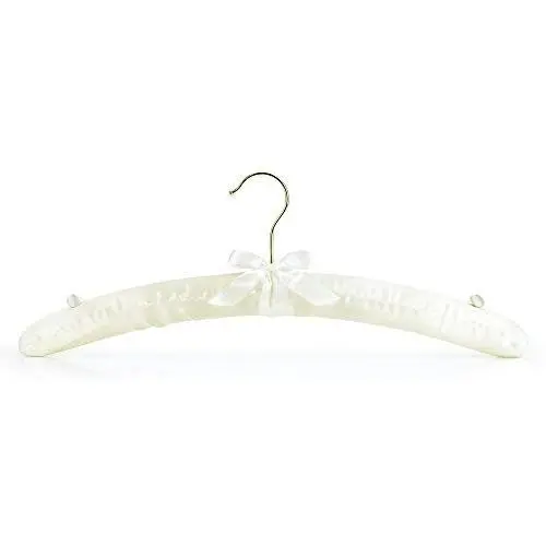 HANGERWORLD 10 Ivory 17inch Satin Padded Top Coat Clothes Wedding Garment Dress Hangers with Buttons HANGERWORLD 10 Ivory 17inch Satin Padded Top Coat Clothes Wedding Garment Dress Hangers with Buttons