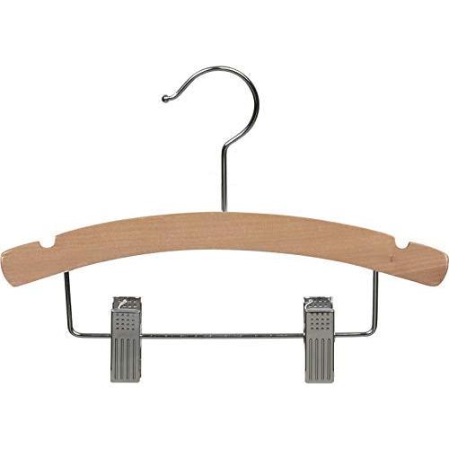 The Great American Hanger Company Wooden Kids Combo Hanger w/Adjustable Cushion Clips, Boxes of 25 12 Inch Wood Top Hangers w/Natural Finish & Chrome Swivel Hook for Childrens Clothes