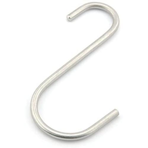 NXG 6 Pack 5.25 Inch Heavy Duty Solid Stainless Steel S Hook S Shape Durable Hanging Hooks for Heavy Items Tools, Auto Parts, Bicycle, Tires, Hoses.