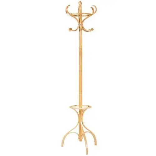 FDInspiration Oak Entryway Wood Coat Rack Rotating Hook Clothes Bag Hanger Hat Tree Stand Bedroom Triangular Base Storage Umbrella Holder with Ebook