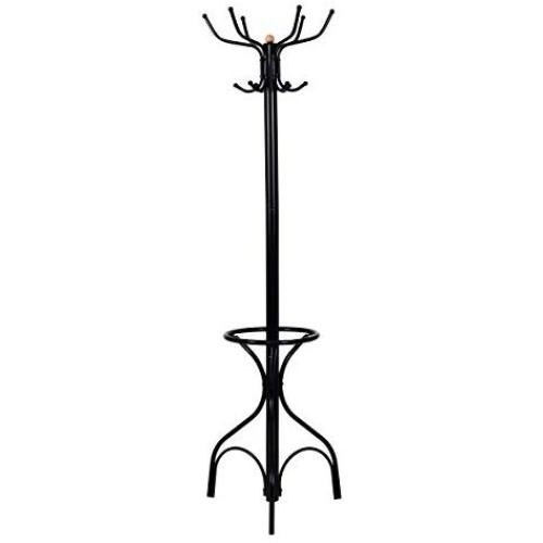 Cypressshop Metal Coat Rack Hat Hanger Tree Hanging Free Stable Stand 6 Clothes Hooks Umbrella Holder Keeping 2 Layer Structure Vintage Style Entry Hall Way Home Furniture