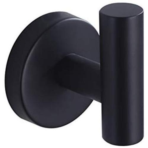Nolimas Towel Coat Hook Matte Black SUS304 Stainless Steel Bathroom Clothes Cabinet Closet Sponges Robe Hook Wall Mounted Round Kitchen Heavy Duty Door Hanger 1 Pack