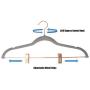 OnCloud-7 Grey Velvet Hangers with Clips 20 Pack, Non Slip Pants and Skirt Hangers with Rose Gold Hooks