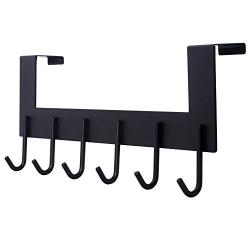 Dseap Over The Door Hanger Hook, Towel Rack, Coat Rack for Clothes Hat Towel Bathroom, Black