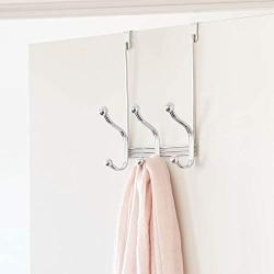 iDesign 53070 York Lyra Steel Over-The-Door 6-Hook Storage Rack - 8.38'' x 5.25'' x 11'', Chrome