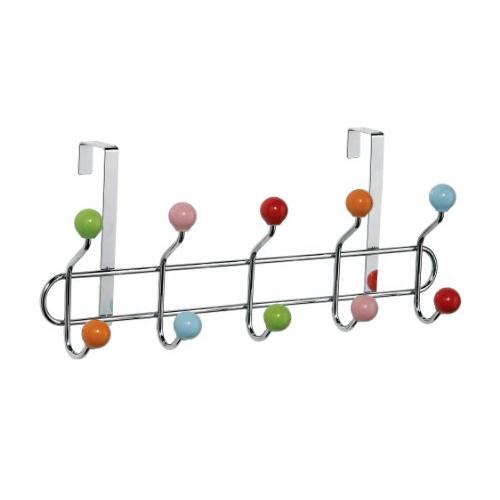 Premier Housewares Chrome 10 Hook Over Door Hanger with Ceramic Balls - Multi-Coloured