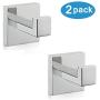 Nolimas Bath Towel Hook SUS 304 Stainless Steel Square Clothes Towel Coat Robe Hook Cabinet Closet Door Sponges Hanger for Bath Kitchen Garage Heavy Duty Wall Mounted, Chrome Polished Finish,2Pack