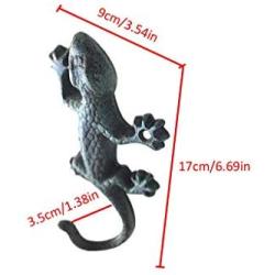 Wall Mount Cast Iron Gecko Shaped Hook Coat Hat Clothes Hanger/Cast Iron Decorative Wall Hook - Gecko Hook Hanger Holder Coat Apron Hat Towel Wall Hook, Wall Hanging Decoration Hook