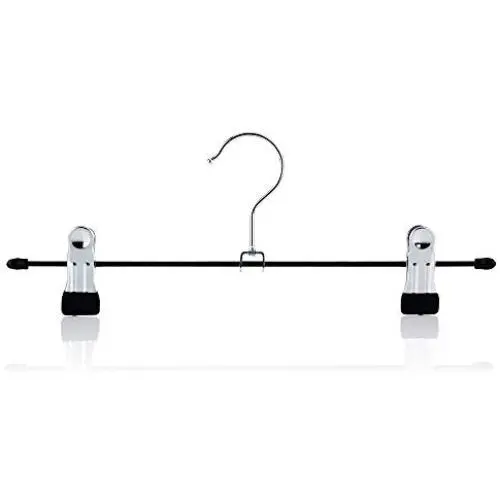 HANGERWORLD 20 Chrome 12inch Metal Pants Skirt Adjustable Clip Coat Clothes Garment Hangers