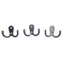 Ecago 20 Pieces Double Prong Robe Hook Rustic Hooks Retro Cloth Hanger with 40 Pieces Screws (Black)