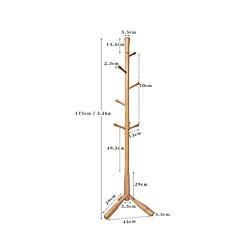 XJRHB Coat Rack - Oak Solid Wood Hanger Bedroom Clothes Rack, Size: 44 cm X175 cm (Color : Natural)