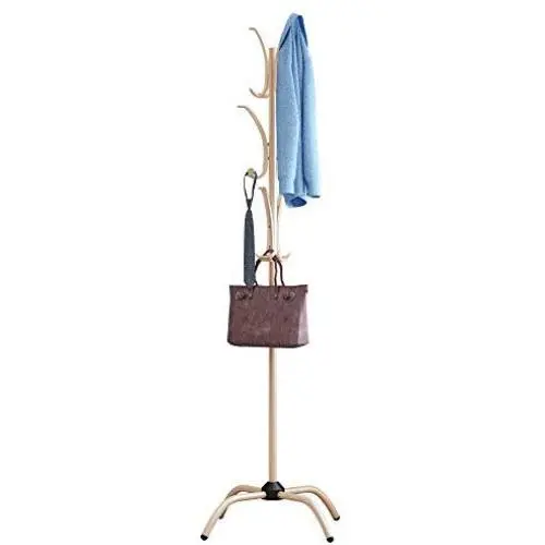 Hylotele Coat Rack Clothes Tree Coatrack Hat Hanger Hallstand Clothes Hat Tree Rack Free Standing Simple Fashion Hat and Coat Stand with 6 Hooks 4 Feet Base for Kitchen Bathroom Bedroom Office
