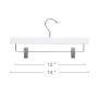 HOUSE DAY Wooden Pants Hangers 25pcs 14inch Wood Skirt Hangers Trousers Bottom Hangers with Adjustable Clips, 360 Swivel Hook, Premium Solid Wood, White Color Hangers Elegant for Closet Organization