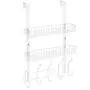Over The Door Hook 2 Baskets & 5 Hooks Steel Storage Shelf Decorative for Office Home, Storage Organizer Rack for Coat Towel, Jewelry (White) Over The Door Hook 2 Baskets & 5 Hooks Steel Storage Shelf Decorative for Office Home, Storage Organizer Rack for Coat Towel, Jewelry (White)