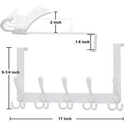 Dseap Over The Door Hook Hanger - 5 Tri Hooks, Heavy Duty Over The Door Towel Rack Coat Rack for Clothes Hat Towel, White