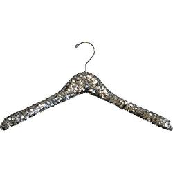 The Great American Hanger Company Silver Sequined Wooden Top Hanger, Boxes of 1 Curved 1/2 Inch Wide Dress Hangers for Gift or Display