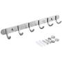 Coat Hook Rack Brushed Nickel - Sagmoc 16-Inch Coat&Towel Hook Rail Wall Mounted with 6 Hooks, Durable Wall Hangers for Bedroom, Bathroom, Foyer, Hallway (SUS304 Stainless Steel)