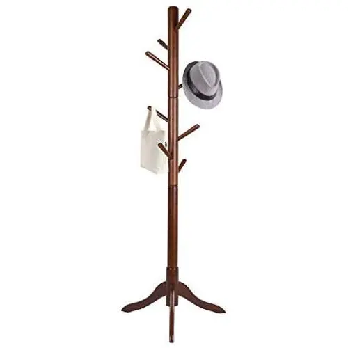 Vlush Free Standing Coat Rack, 8 Hooks Wooden Coat Hat Tree Coat Hanger Holder Enterway Hall Tree with Solid Rubber Wood Base for Coat, Hat, Clothes, Scarves, Handbags, Umbrella-Coffee Vlush Free Standing Coat Rack, 8 Hooks Wooden Coat Hat Tree Coat Hanger Holder Enterway Hall Tree with Solid Rubber Wood Base for Coat, Hat, Clothes, Scarves, Handbags, Umbrella-Coffee