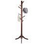 Vlush Free Standing Coat Rack, 8 Hooks Wooden Coat Hat Tree Coat Hanger Holder Enterway Hall Tree with Solid Rubber Wood Base for Coat, Hat, Clothes, Scarves, Handbags, Umbrella-Coffee