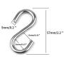 15 Pack Heavy Duty Stainless Steel S Shaped Hooks 2.2 Inch Long 1/5 Inch Thickness S Metal Hooks