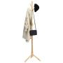 Ellymi Premium Wooden Coat Rack Freestanding with 9 Hooks Painted Solid Wood Tree Hangers for Coats, Hats, Scarves, Clothes and Handbags 48x48x175cm, Wood Color Tree Rack Stand for Coats Clothes
