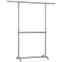 SONGMICS Double Rod Clothes Rack, Adjustable Garment Clothing Rack, Hanging Rail on Wheels, Gray ULLR401 SONGMICS Double Rod Clothes Rack, Adjustable Garment Clothing Rack, Hanging Rail on Wheels, Gray ULLR401