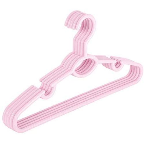 SAASNY Premium Quality Plastic Hangers,The Hanger Store 25 Pink Non-Slip Plastic Hangers Space Saving Coat Clothes Hangers with Trouser Bar for Dress,Jacket,Heavy Clothes Hangers