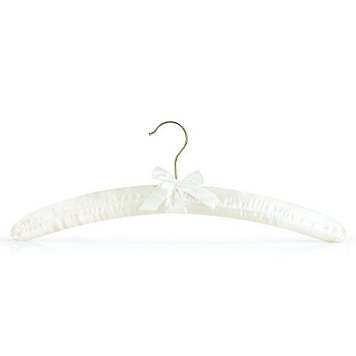 HANGERWORLD 4 Ivory 17inch Satin Padded Top Garment Bridal Wedding Clothes Coat Hangers