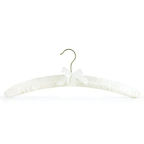 HANGERWORLD 4 Ivory 17inch Satin Padded Top Garment Bridal Wedding Clothes Coat Hangers