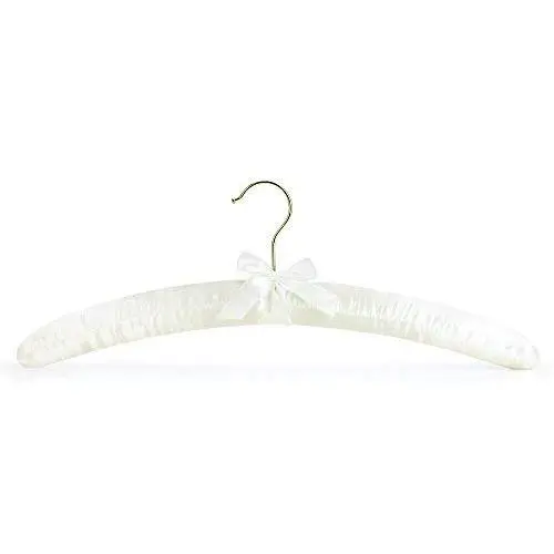 HANGERWORLD 10 Pale Ivory 17inch Satin Padded Top Coat Clothes Wedding Garment Dress Hangers